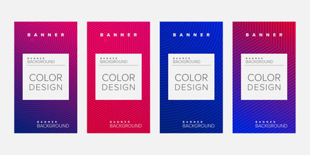 Background banner geometric line color design vector, vertical banner setのイラスト素材