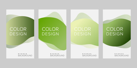 Abstract background banner gradient color design vector, vertical banner setのイラスト素材