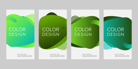 Abstract background banner gradient color design vector, vertical banner setのイラスト素材