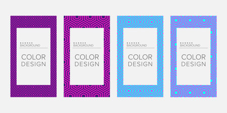 Background banner geometric line color design vector, vertical banner setのイラスト素材