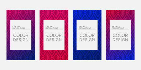 Background banner geometric line color design vector, vertical banner setのイラスト素材