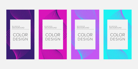 Background banner abstract line color design vector, vertical banner setのイラスト素材