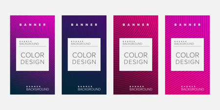 Background banner geometric line color design vector, vertical banner setのイラスト素材