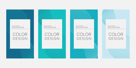 Background banner abstract line color design vector, vertical banner setのイラスト素材