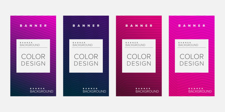 Background banner geometric line color design vector, vertical banner setのイラスト素材
