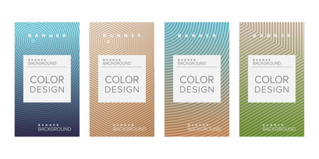 Background banner geometric line color design vector, vertical banner setのイラスト素材