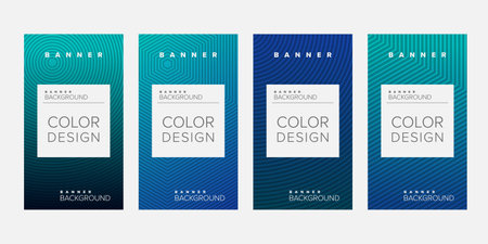 Background banner geometric line gradient color design vector, vertical banner setのイラスト素材