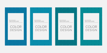 Background banner geometric line color design vector, vertical banner setのイラスト素材
