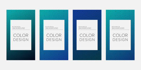 Background banner geometric line gradient color design vector, vertical banner setのイラスト素材