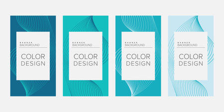 Background banner abstract line color design vector, vertical banner setのイラスト素材