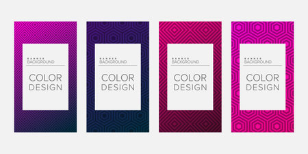Background banner geometric line color design vector, vertical banner setのイラスト素材