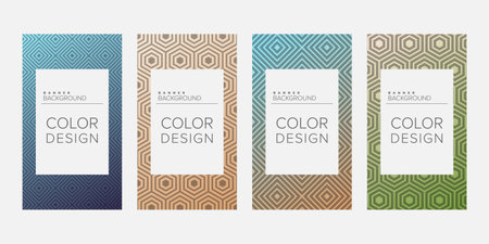 Background banner geometric line color design vector, vertical banner setのイラスト素材