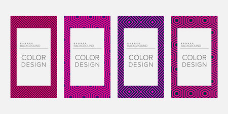 Background banner geometric line color design vector, vertical banner setのイラスト素材