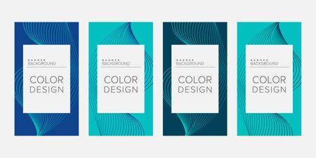 Background banner abstract line color design vector, vertical banner setのイラスト素材