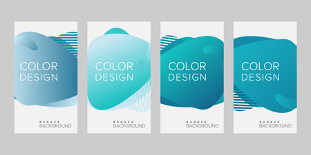 Abstract background banner gradient color design vector, vertical banner setのイラスト素材