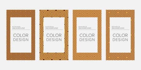 Background banner geometric line color design vector, vertical banner setのイラスト素材