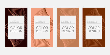 Abstract background banner wave line color design vector, vertical banner setのイラスト素材