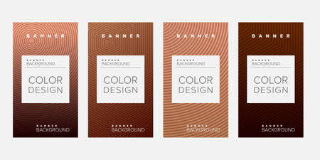 Background banner geometric line color design vector, vertical banner setのイラスト素材