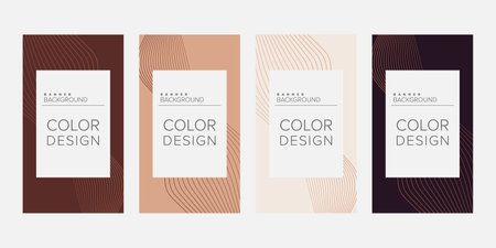 Abstract background banner wave line color design vector, vertical banner setのイラスト素材