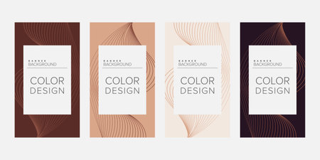 Abstract background banner wave line color design vector, vertical banner setのイラスト素材