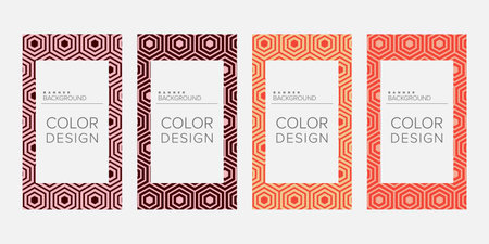 Background banner geometric line color design vector, vertical banner setのイラスト素材