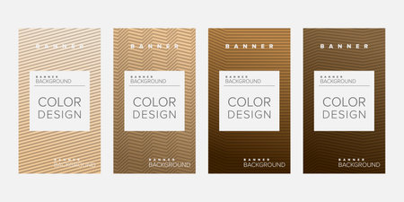 Background banner geometric line color design vector, vertical banner setのイラスト素材