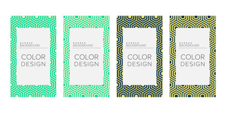 Background banner geometric line color design vector, vertical banner setのイラスト素材