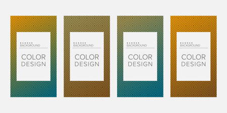 Background banner geometric line color design vector, vertical banner setのイラスト素材