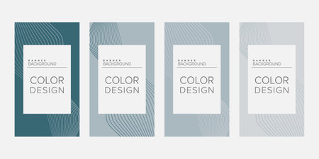 Background banner abstract line color design vector, vertical banner setのイラスト素材