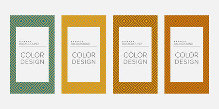 Background banner geometric line color design vector, vertical banner setのイラスト素材