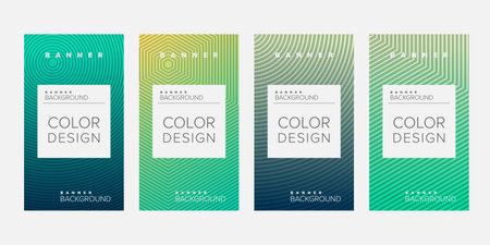 Background banner geometric line gradient color design vector, vertical banner setのイラスト素材