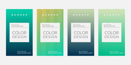 Background banner geometric line gradient color design vector, vertical banner setのイラスト素材