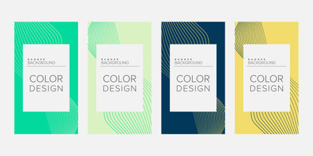 Background banner abstract line color design vector, vertical banner setのイラスト素材