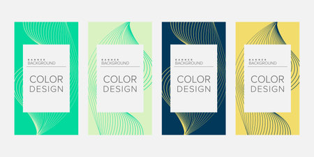 Background banner abstract line color design vector, vertical banner setのイラスト素材