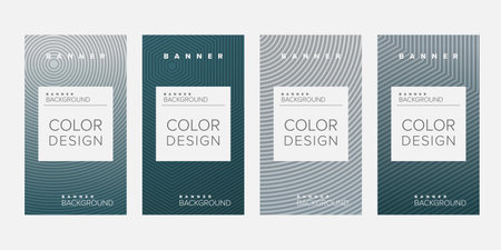 Background banner geometric line gradient color design vector, vertical banner setのイラスト素材