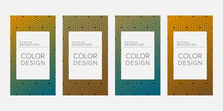 Background banner geometric line color design vector, vertical banner setのイラスト素材