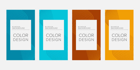 Background banner abstract line color design vector, vertical banner setのイラスト素材