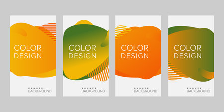Abstract background banner gradient color design vector, vertical banner setのイラスト素材