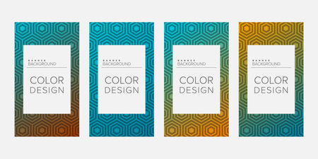 Background banner geometric line gradient color design vector, vertical banner setのイラスト素材