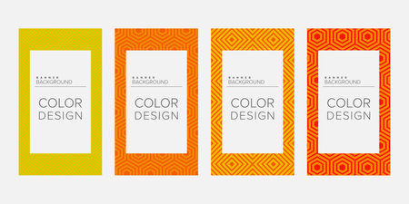 Background banner geometric line color design vector, vertical banner setのイラスト素材