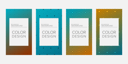Background banner geometric line gradient color design vector, vertical banner setのイラスト素材