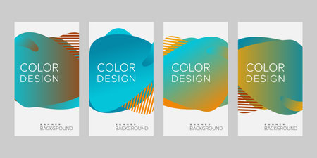 Abstract background banner gradient color design vector, vertical banner setのイラスト素材