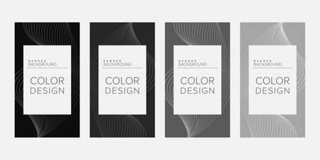 Abstract background banner wave line color design vector, vertical banner setのイラスト素材