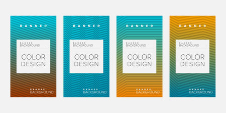 Background banner geometric line gradient color design vector, vertical banner setのイラスト素材