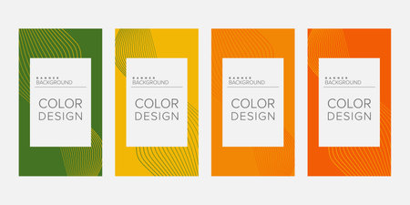 Background banner abstract line color design vector, vertical banner setのイラスト素材