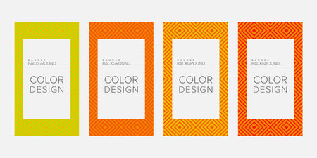Background banner geometric line color design vector, vertical banner setのイラスト素材