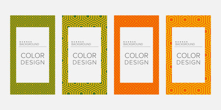 Background banner geometric line color design vector, vertical banner setのイラスト素材