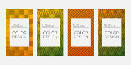 Background banner geometric line gradient color design vector, vertical banner setのイラスト素材
