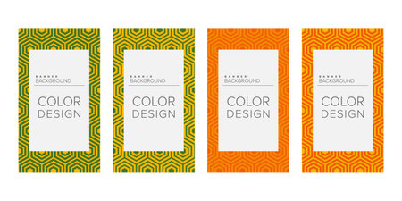 Background banner geometric line color design vector, vertical banner setのイラスト素材