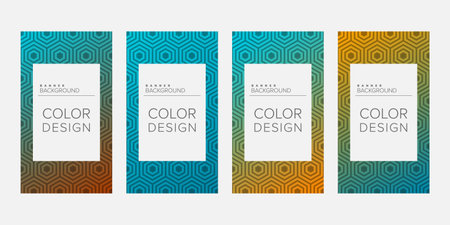 Background banner geometric line gradient color design vector, vertical banner setのイラスト素材